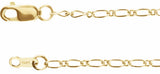 14K Yellow Gold 1.5 mm Figaro 18" Chain