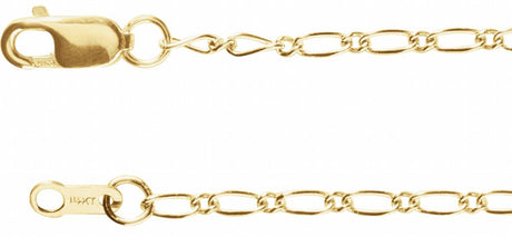 14K Yellow Gold 1.5 mm Figaro 7" Chain