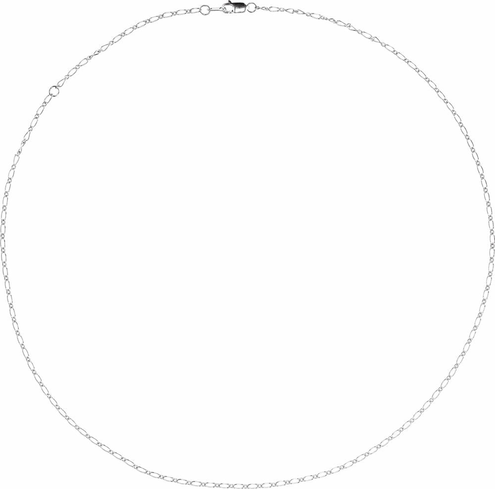 14K White Gold 1.5 mm Adjustable Figaro 16-18" Chain