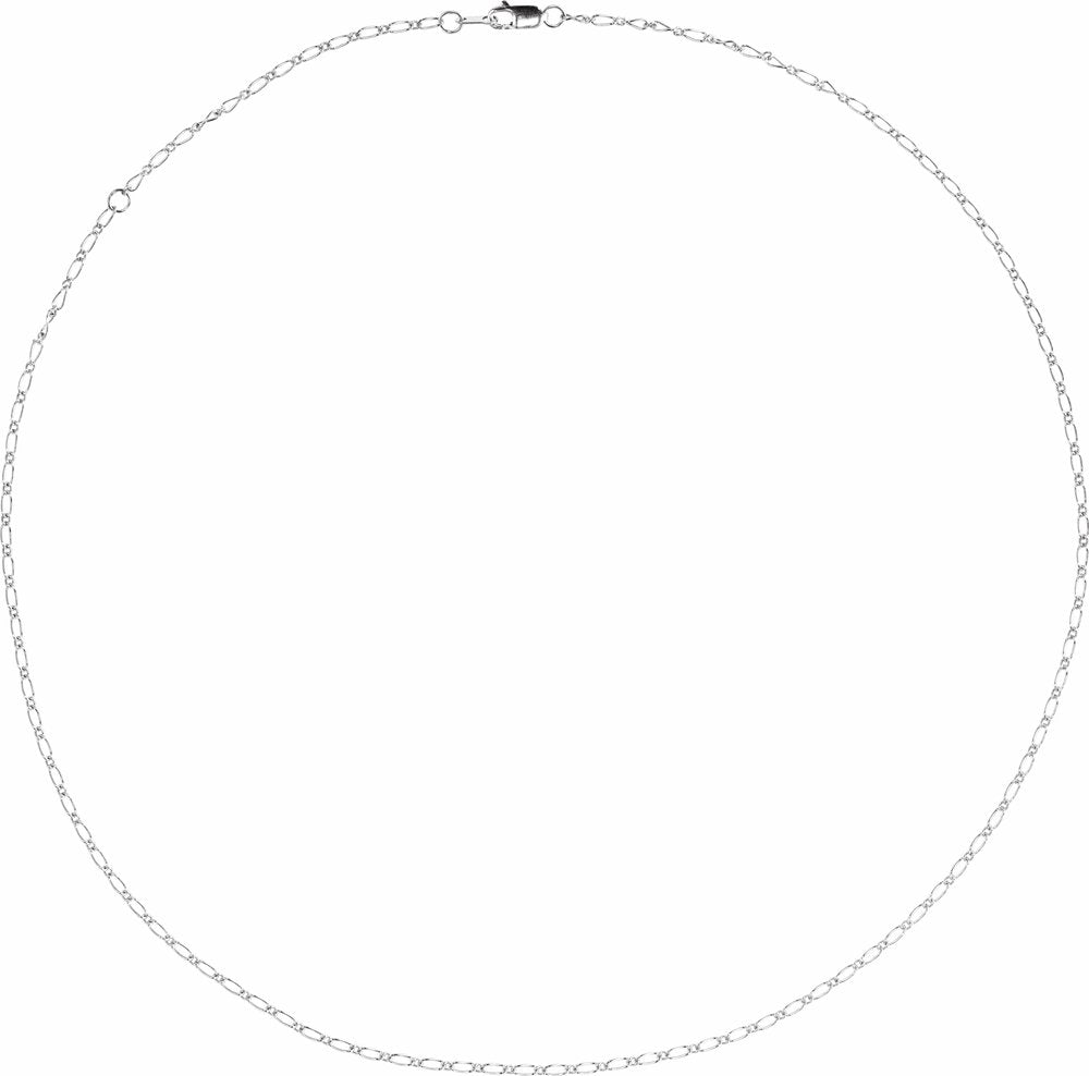 14K White 1.5 mm Adjustable Figaro 16-18" Chain