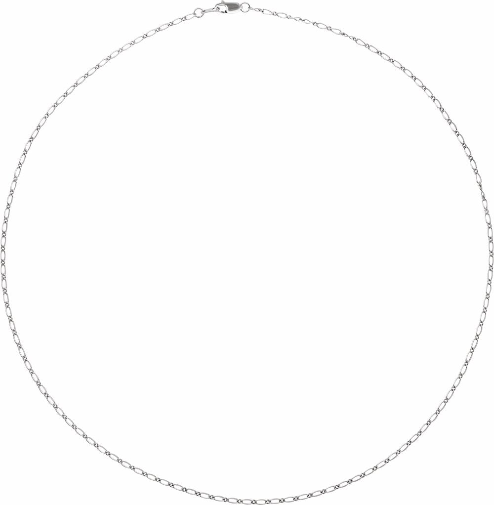 14K White Gold 1.5 mm Figaro 24" Chain