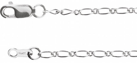14K White Gold 1.5 mm Figaro 16" Chain