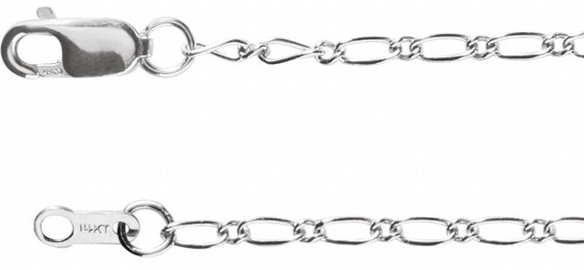 14K White Gold 1.5 mm Figaro 16" Chain