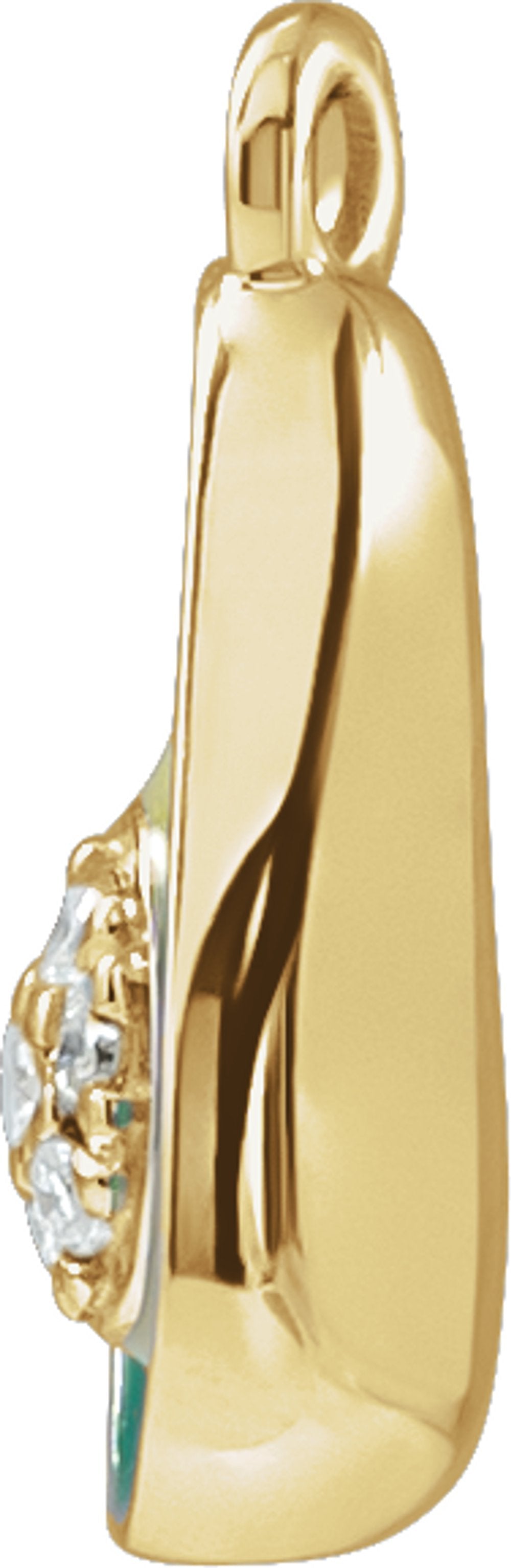 14K Yellow Petite Pavé™ .025 CTW Natural Diamond Green Enamel Avocado Dangle