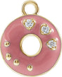 14K Yellow Petite Pavé™ .015 CTW Natural Diamond Pink Enamel Donut Dangle