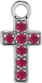 14K White Petite Pavé™ Natural Ruby Cross Dangle