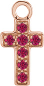 14K Rose Petite Pavé™ Natural Ruby Cross Dangle