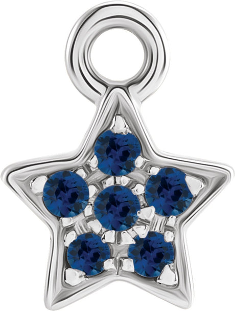 14K White Petite Pavé™ Natural Blue Sapphire Star Dangle