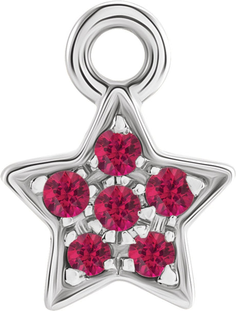 14K White Petite Pavé™ Natural Ruby Star Dangle