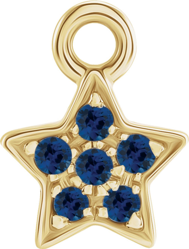 14K Yellow Petite Pavé™ Natural Blue Sapphire Star Dangle