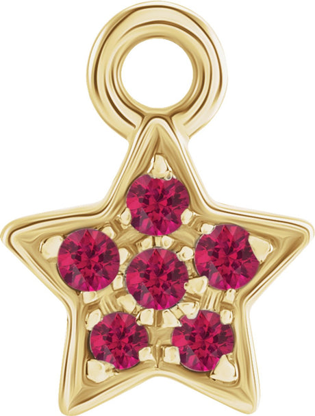 14K Yellow Petite Pavé™ Natural Ruby Star Dangle