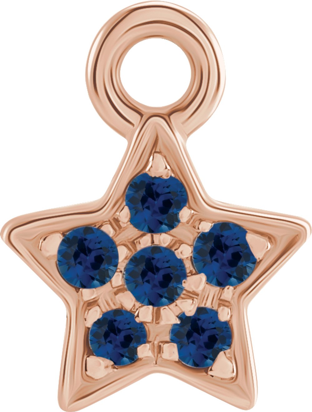 14K Rose Petite Pavé™ Natural Blue Sapphire Star Dangle