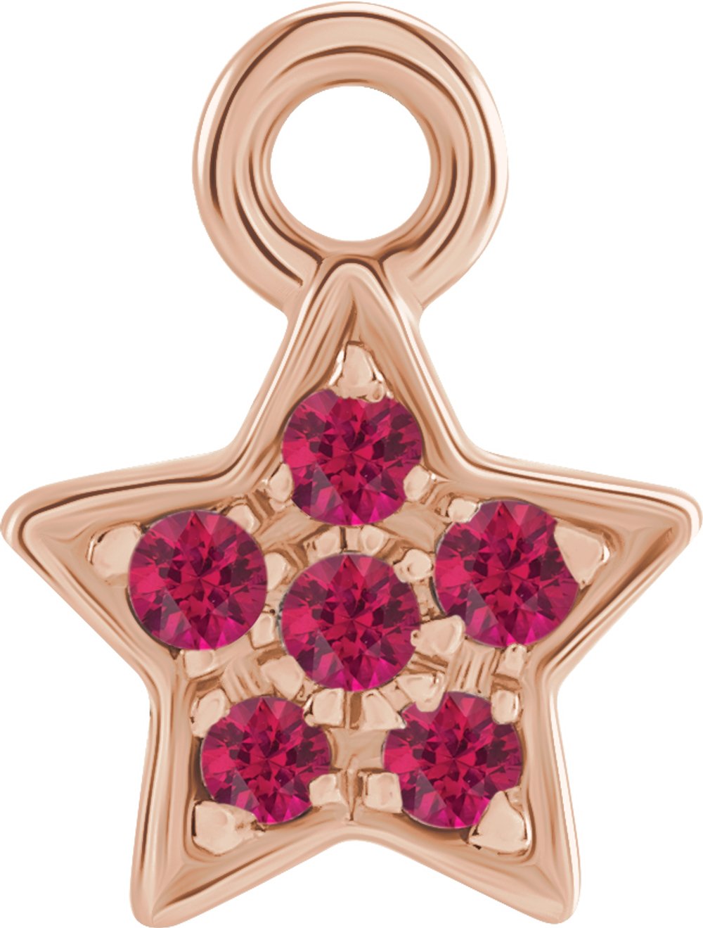 14K Rose Petite Pavé™ Natural Ruby Star Dangle