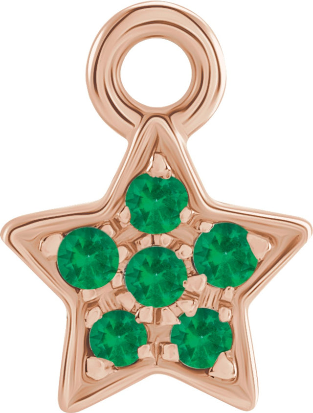 14K Rose Petite Pavé™ Natural Emerald Star Dangle