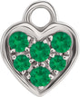 14K White Petite Pavé™ Natural Emerald Heart Dangle