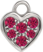 14K White Petite Pavé™ Natural Ruby Heart Dangle