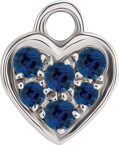 14K White Petite Pavé™ Natural Blue Sapphire Heart Dangle