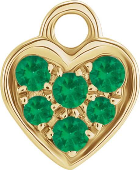 14K Yellow Petite Pavé™ Natural Emerald Heart Dangle