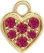 14K Yellow Petite Pavé™ Natural Ruby Heart Dangle