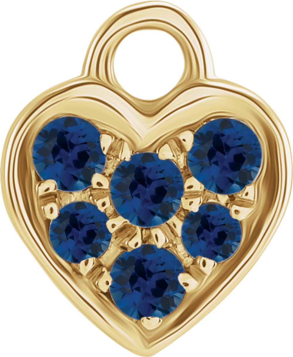 14K Yellow Petite Pavé™ Natural Blue Sapphire Heart Dangle