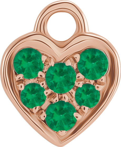 14K Rose Petite Pavé™ Natural Emerald Heart Dangle