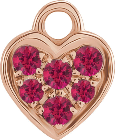 14K Rose Petite Pavé™ Natural Ruby Heart Dangle