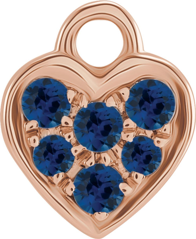 14K Rose Petite Pavé™ Natural Blue Sapphire Heart Dangle