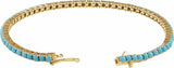 14K Yellow Natural Turquoise Line 7 1/2" Bracelet