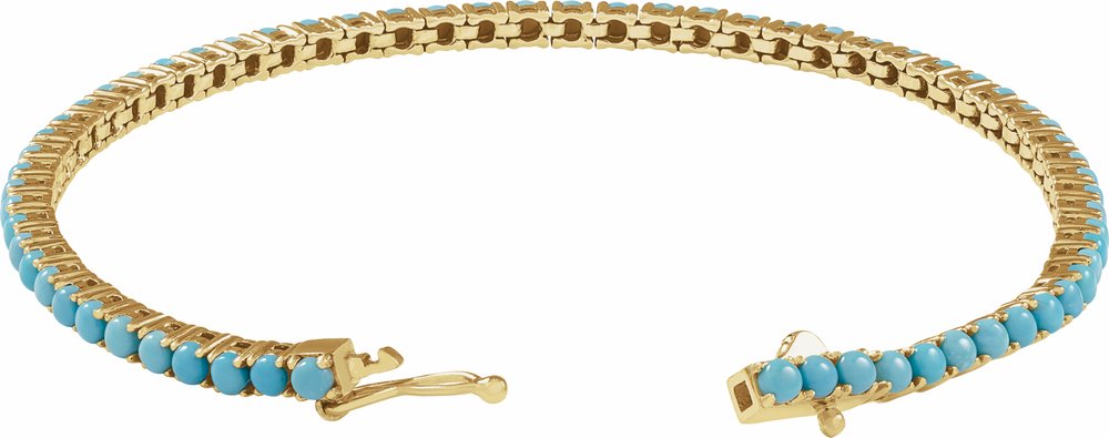 14K Yellow Natural Turquoise Line 7 1/2" Bracelet