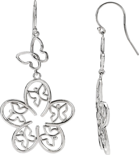 Sterling Silver  Butterfly & Flower Earrings

