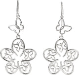 Sterling Silver  Butterfly & Flower Earrings