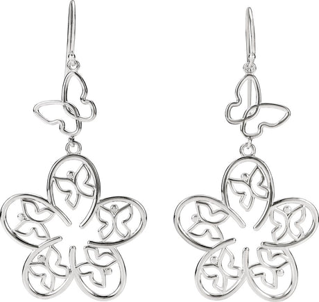 Sterling Silver  Butterfly & Flower Earrings