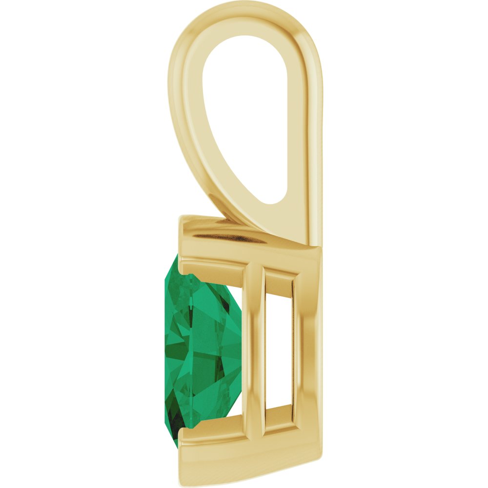 14K Yellow Gold Lab-Grown Emerald Pendant