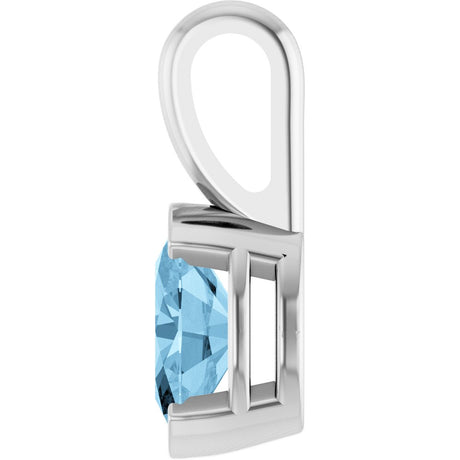 14K White Gold Natural Sky Blue Topaz Pendant