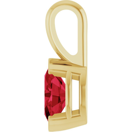 14K Yellow Gold Lab-Grown Ruby Pendant
