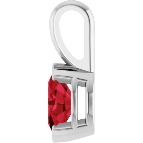 14K White Gold Lab-Grown Ruby Pendant