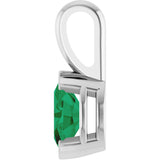 14K White Gold Lab-Grown Emerald Pendant