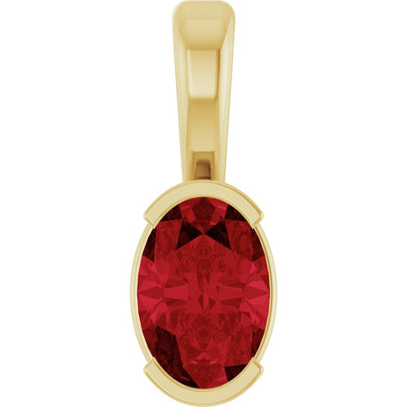 14K Yellow Gold Lab-Grown Ruby Pendant