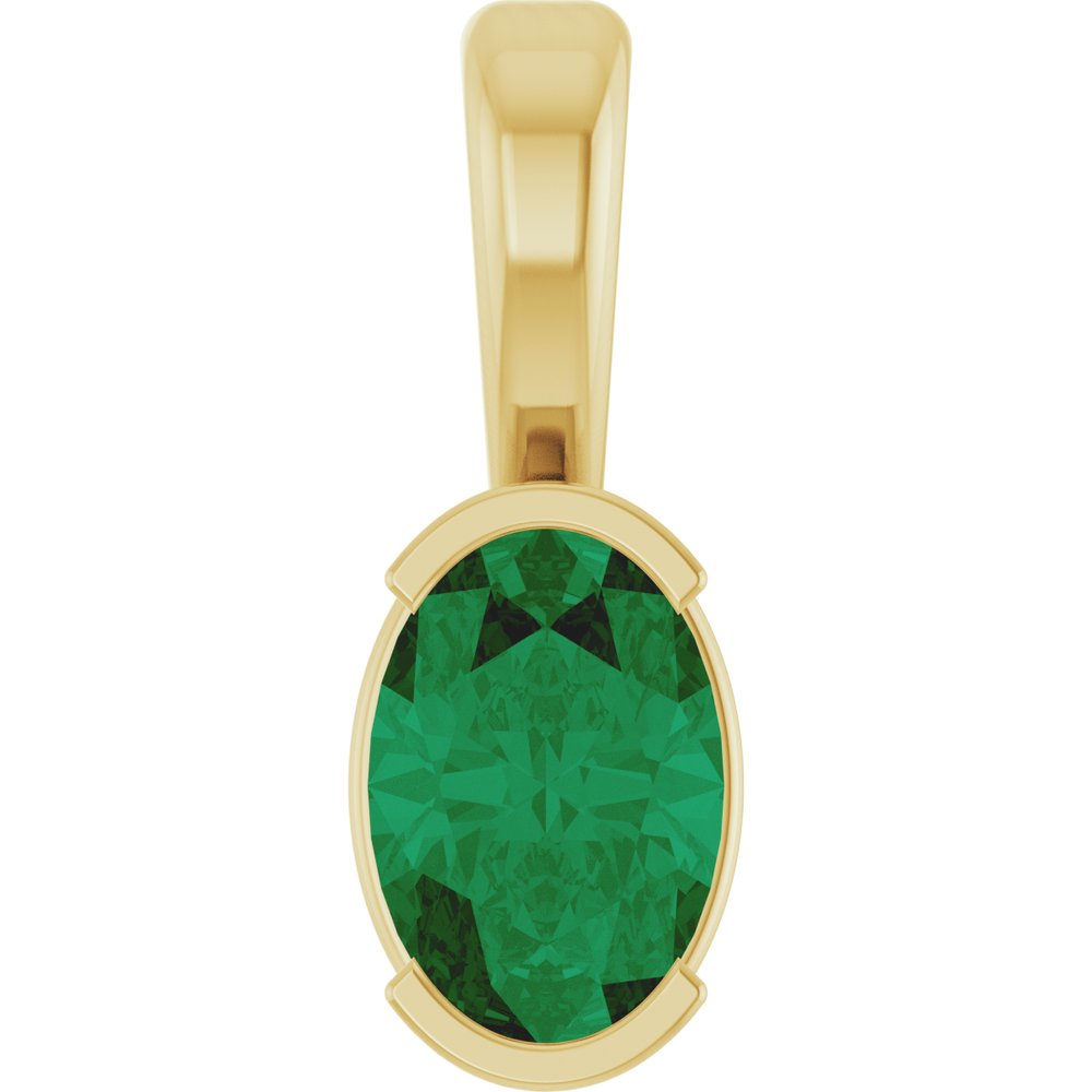 14K Yellow Gold Lab-Grown Emerald Pendant