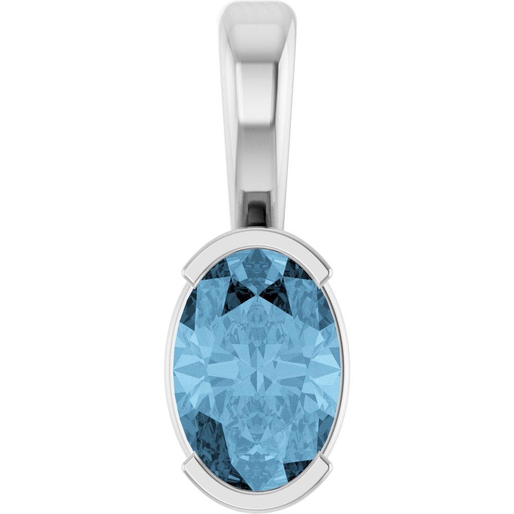 14K White Gold Natural Sky Blue Topaz Pendant
