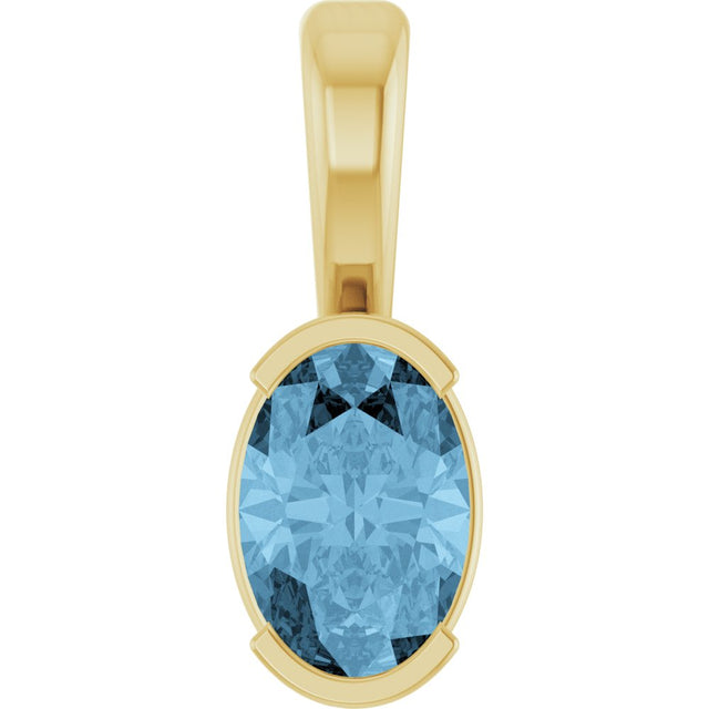 14K Yellow Gold Natural Sky Blue Topaz Pendant