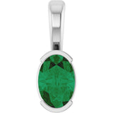 14K White Gold Lab-Grown Emerald Pendant