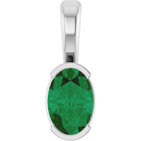 14K White Gold Lab-Grown Emerald Pendant