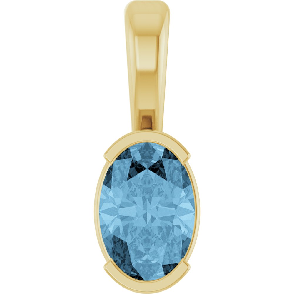 14K Yellow Gold Natural Sky Blue Topaz Pendant