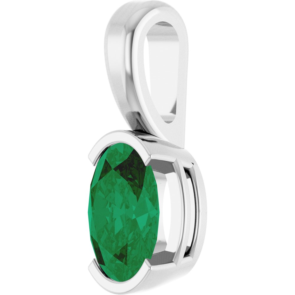14K White Gold Lab-Grown Emerald Pendant