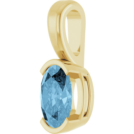 14K Yellow Gold Natural Sky Blue Topaz Pendant