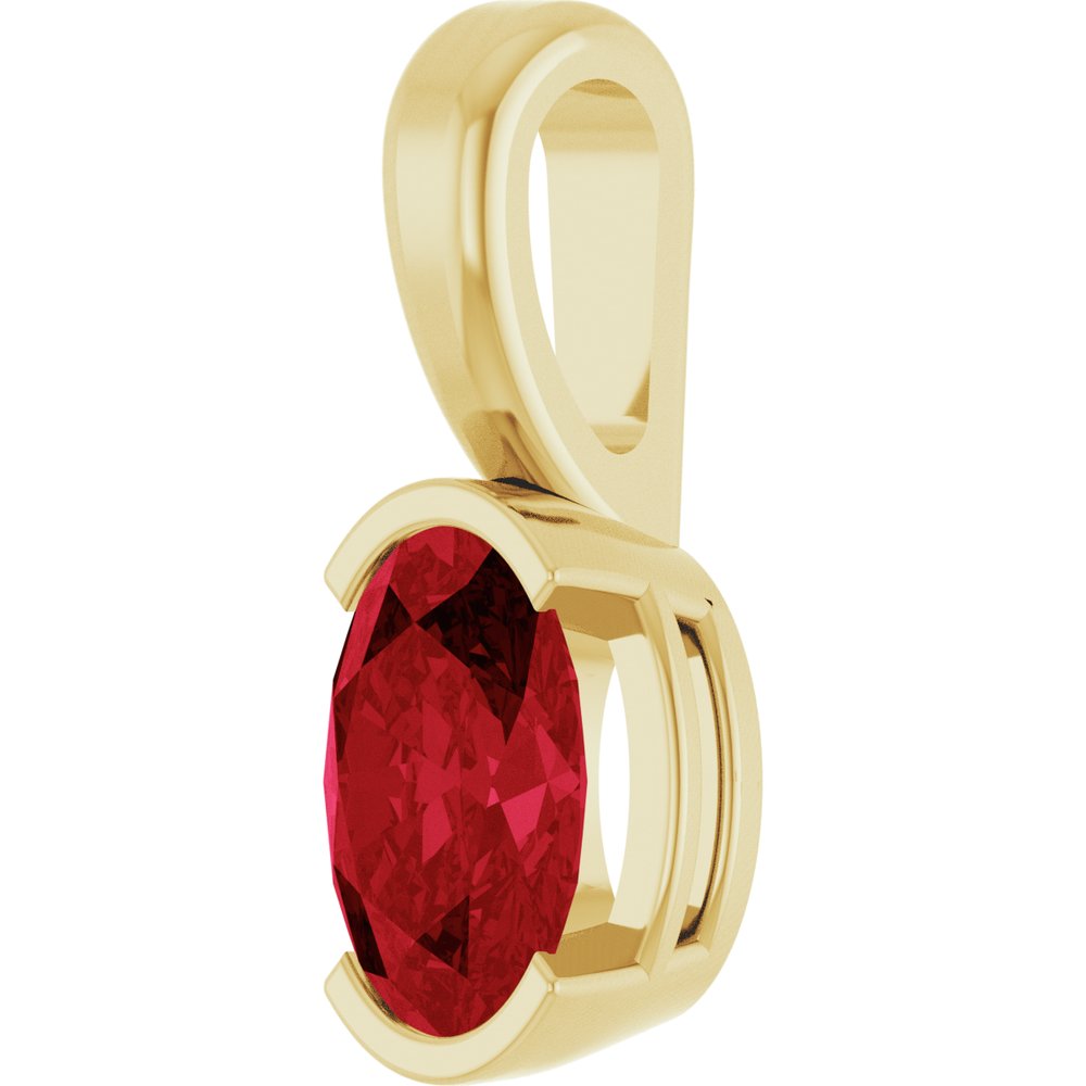 14K Yellow Gold Lab-Grown Ruby Pendant