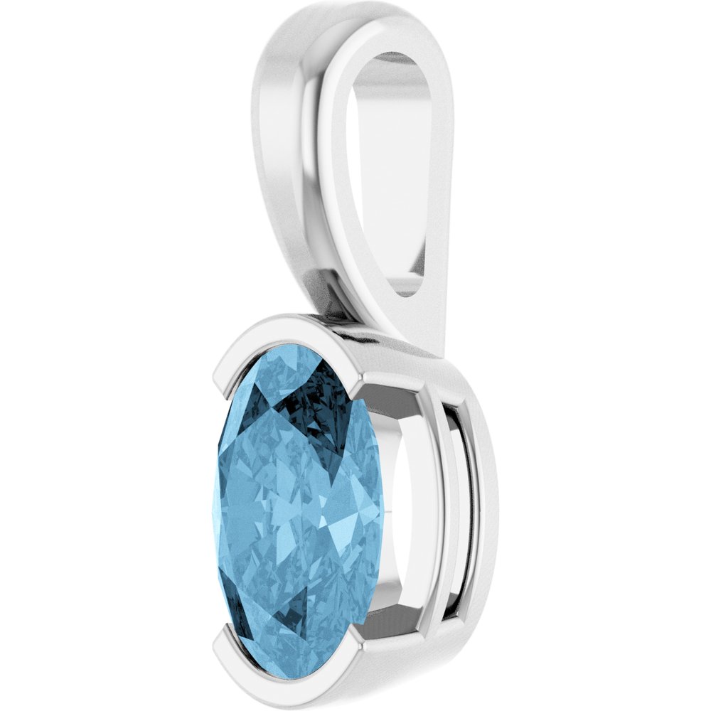 14K White Gold Natural Sky Blue Topaz Pendant
