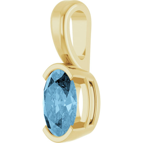 14K Yellow Gold Natural Sky Blue Topaz Pendant