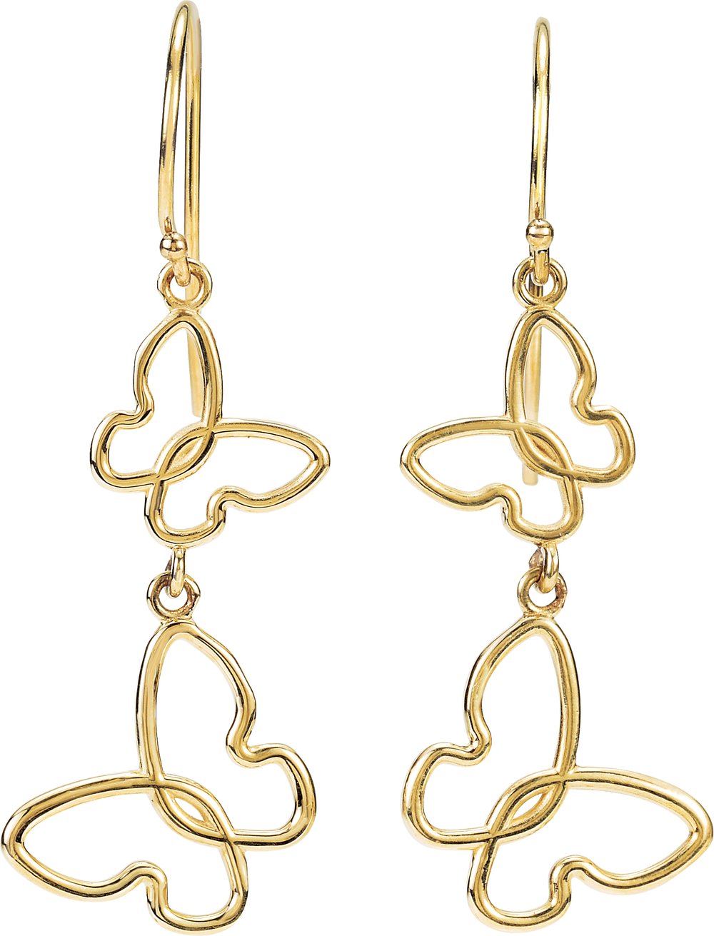 14K Yellow Butterfly Earrings